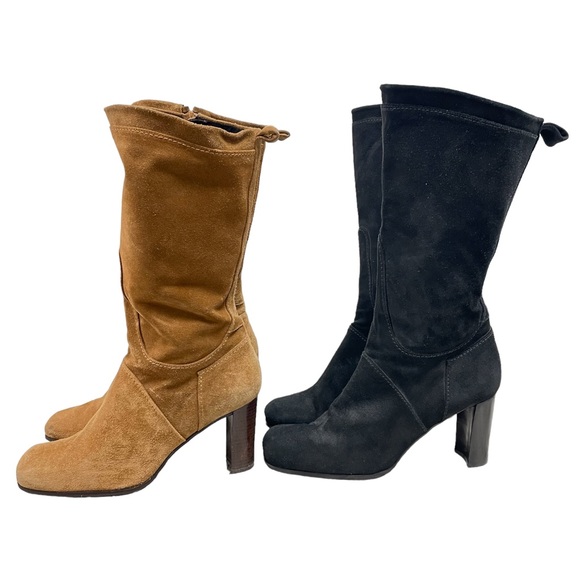 Bundle 2pr Stuart Weitzman suede sq toe, 3/4 height zip 3.5” heeled boots. Sz6. - Picture 2 of 16